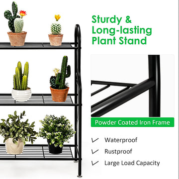 高さ 33 インチ 屋外用 ブラック メタル プラント スタンド (3 段)